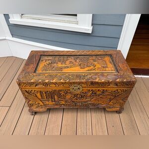 Chinese Wooden Chest from 1920s hand carved